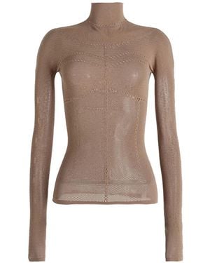 MACCAPANI Mock-Neck Top - Brown