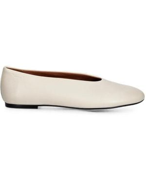 Vagabond Shoemakers Aleya Round-Toe Leather Ballet Flats - White
