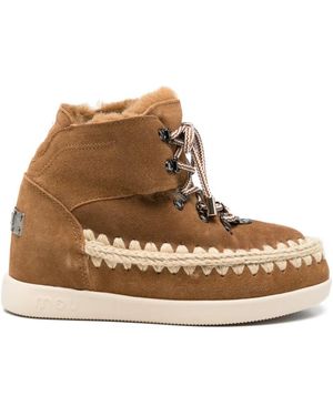 Mou Schnürstiefel Mit Gehäkeltem Besatz - Braun