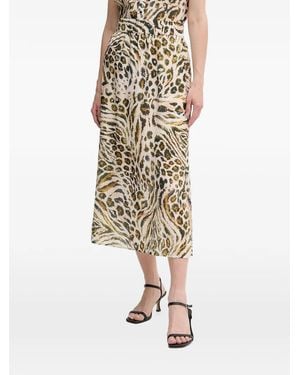 MARC AUREL Animal-Print Midi Skirt - Natural