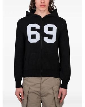 GIMAGUAS Distressed Intarsia-Knit Hoodie - Black