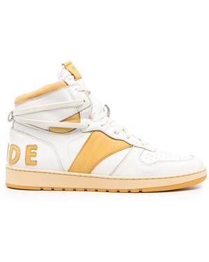 Rhude Logo-Lettering Panelled Trainers - Metallic