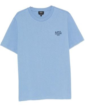 A.P.C. Rue Madame Logo-Print T-Shirt - Blue
