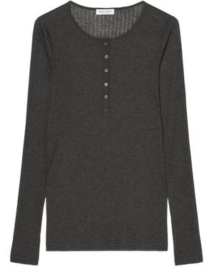 Marc O' Polo Ribbed Long-Sleeve Top - Gray