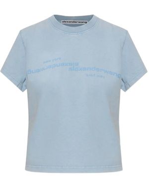 Alexander Wang Logo-Print Cotton T-Shirt - Blue