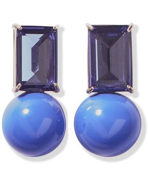 Carolina Herrera Orecchini Pendenti Cristallo E Sfera - Blu