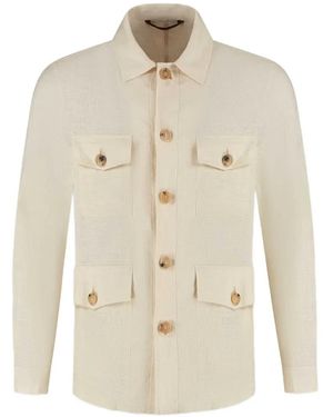 Luigi Borrelli Napoli Four-Pocket Button-Down Shirt Jacket - White