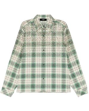 Amiri Stud-Embellished Checked Shirt - Green