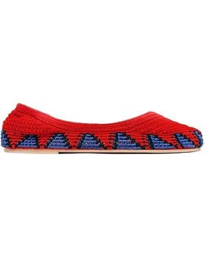 SLO_HAND_MADE Crochet Ballet Flats - Red