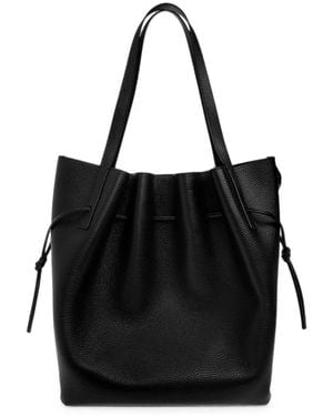 Yuzefi Scallop Pebble-Grain Leather Tote Bag - Black