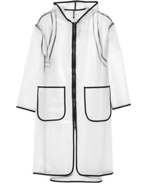 Cape Concept Hooded Contrast-Trim Coat - White
