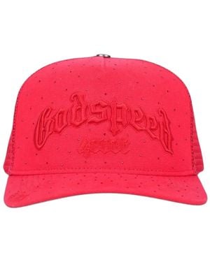 Godspeed Forever Trucker Embellished Baseball Cap - Red