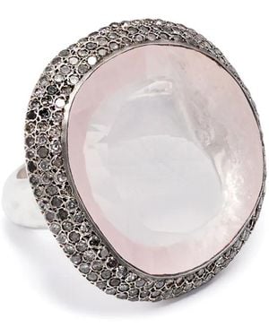 Rosa Maria Roberta Sterlingsilberring Mit Diamanten Und Quarz - Grau