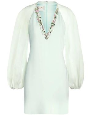 Genny Balloon Sleeve Embellished Mni Dress - Blue