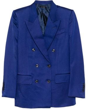 Tom Ford Blazer En Sergé À Boutonnière Croisée - Bleu