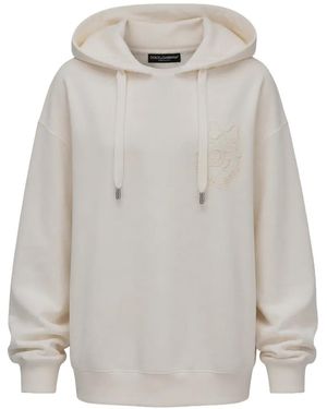 Dolce & Gabbana Logo-Embroidered Drawstring Hoodie - Grey