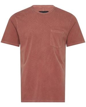 Rag & Bone T-Shirt Teint Après Confection À Poche Poitrine - Red