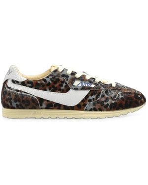 Autry Windspin Leopard-Print Sneakers - White