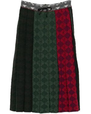 YANYAN KNITS Argyle-Checked Midi Skirt - Black