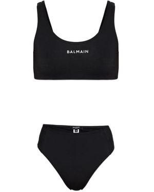 Balmain Bikini Mit Logo-Print - Schwarz