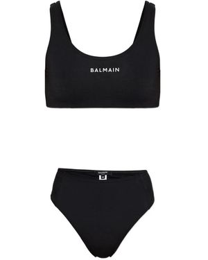 Balmain Logo-print Bikini - Black