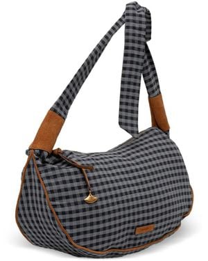 Sessun Bolso De Hombro Lango Mini A Cuadros Gingham - Negro