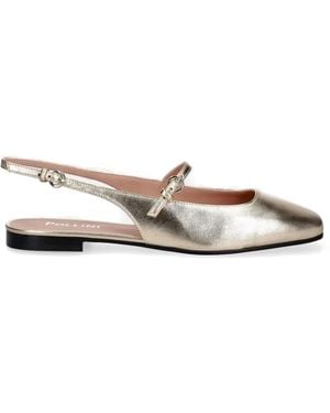 Pollini Metallic Slingback Ballet Flats - White