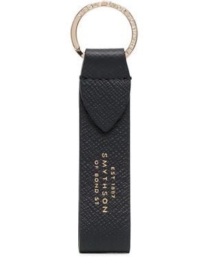 Smythson Logo-Tag Keychain - Black