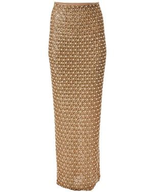 Carolina Herrera Embellished Column Long Skirt - Natural