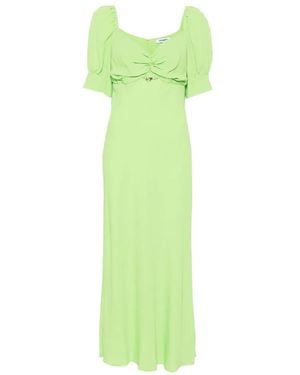 Vivetta Ruched Puff-Sleeve Midi Dress - Green