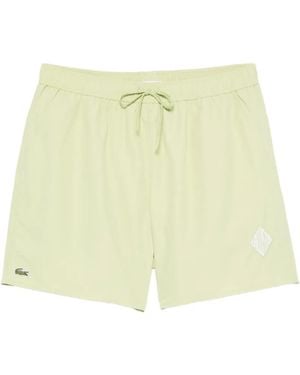 Lacoste Drawstring Geometric Swim Shorts - Yellow