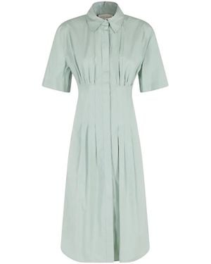 Semicouture Sandra Midi Collared Pleated Dress - Green