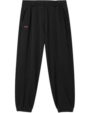 Izzue Elasticated-Cuff Cotton Track Trousers - Black