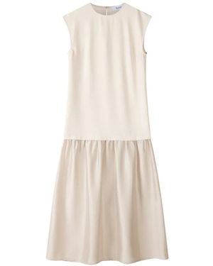 Stylein Robe En Coton À Design Sans Manches Et Jupe Froncée - White