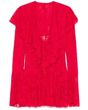 Norma Kamali Ruffle Mini Dress Dresses - Red