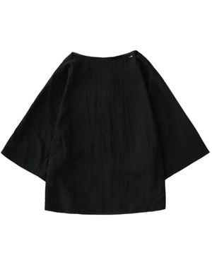 Studio Nicholson Bascom Short-Sleeve Back-Button Top - Black