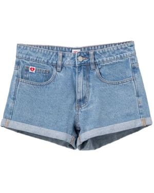 AAPE BY A BATHING AP Logo-Patched Denim Shorts - Blue