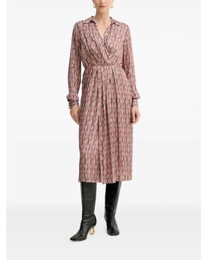Fracomina Long-Sleeve Patterned Midi Dress - Pink