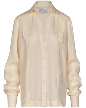 Johanna Ortiz Manly Guayabera Linen Shirt - Natural