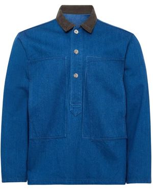 JW Anderson コーデュロイカラーデニムポロシャツ - ブルー