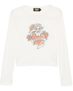 Mini Cream Graphic-Print T-Shirt - White