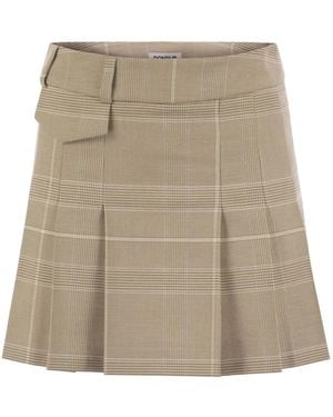 Dondup Pleated Prince Of Wales Mini Skirt - Natural