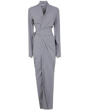 Rick Owens Belted Long-Sleeve Maxi Dress - Grey