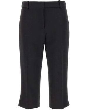 Elisabetta Franchi Satin-Bands Tailored Cropped Trousers - Black