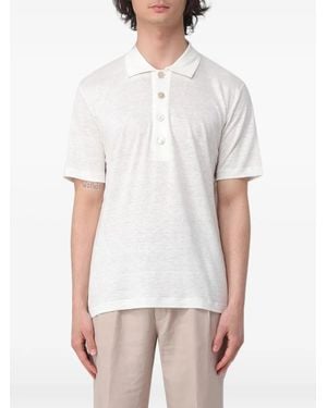 Eleventy Short-Sleeve Linen Polo Shirt - White