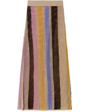 Agua Bendita Striped High-Waisted Skirt - Brown