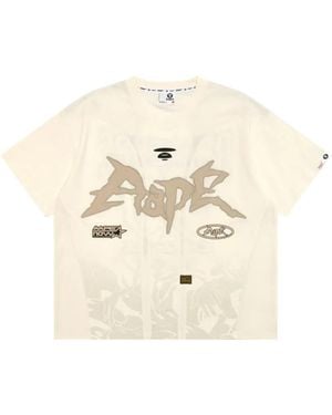 Aape By A Bathing Ape Logo-Appliqué Cotton T-Shirt - Natural