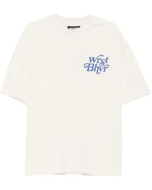 WRSTBHVR Reen V2 Logo-Print Drop-Shoulder T-Shirt - White