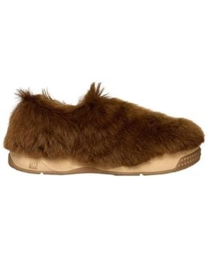 Ami Paris Long Hair Slip-On Mule Trainers - Brown