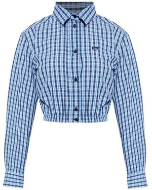 Vetements Cropped Check Shirt - Blue